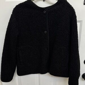 Black Uniglo Textured Button-Up Jacket